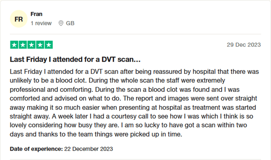 Life Saving DVT Scan Birmingham Review Life Saving DVT Scan Birmingham Review
