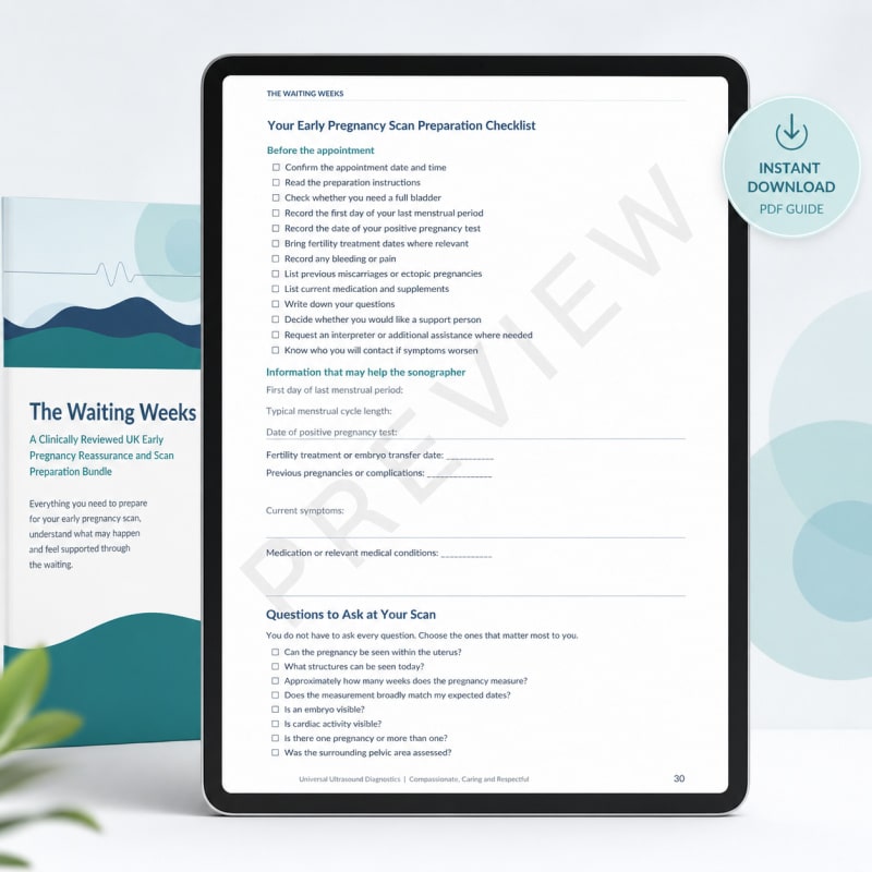 Early pregnancy scan checklist preview